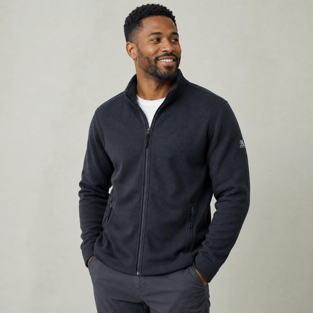 ZeroXposur Full Zip Sweater Jacket Mens M Regular Fit Gray Ribbed Fleece Outdoor